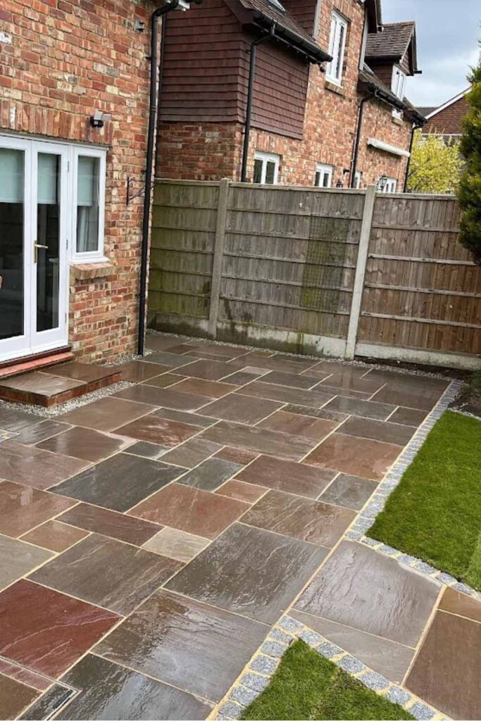 Sandstone Patio in Ticehurst by Brick by brick construction & Landscape