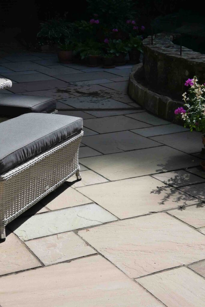 Indian Sandstone Patio in Ivy Hatch by Brick by Brick Construction & Landscape